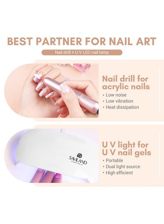 Saviland Acrylic Nail Kit With Drill: Starter Nails Kit Acrylic Set With Everything For Beginners Professional Nail Acrylic Kit With U V Light Acrylic Nail Kit For Beginners Gift Diy Home Salon  - Image 3