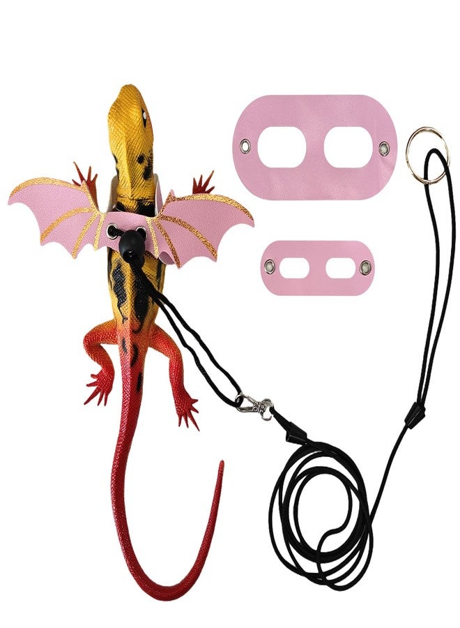 Petrizz Dinosaur Wing Leash Harness for Bearded Dragons - 3-Size Adjustable Reptile Harness Set, Safe Escape-Proof Design for Lizards, Geckos, Iguanas & Small Pets (Pink) - Image 1