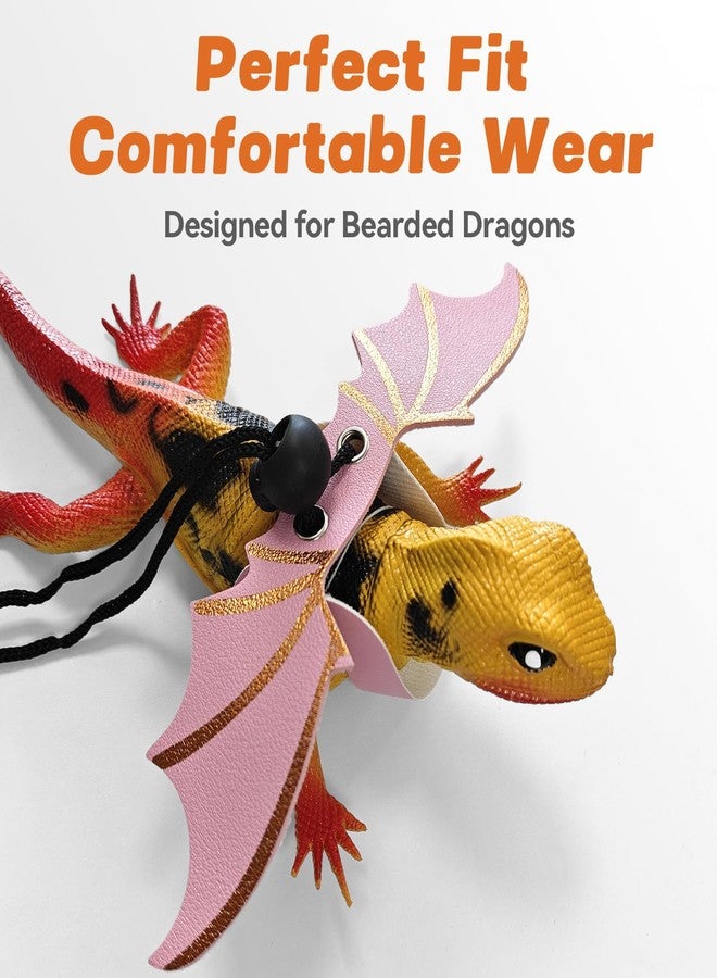 Petrizz Dinosaur Wing Leash Harness for Bearded Dragons - 3-Size Adjustable Reptile Harness Set, Safe Escape-Proof Design for Lizards, Geckos, Iguanas & Small Pets (Pink) - Image 3