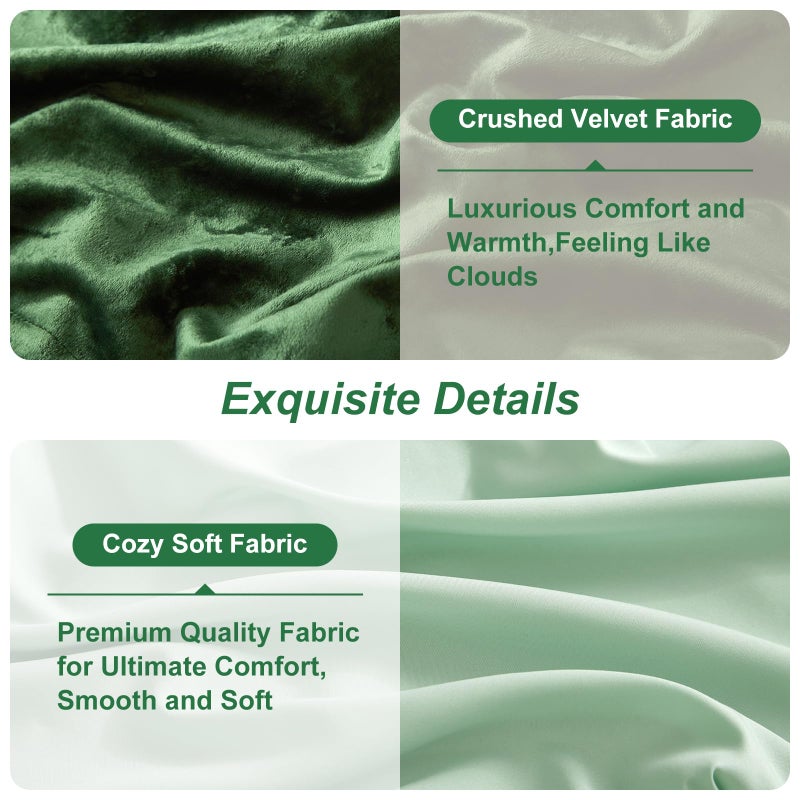 Ivellow Queen Comforter Set 7 Pieces Bed in a Bag Crushed Velvet Comforter Set Flannel Queen Green Comforter Ultra Soft Breathable Luxury Soft Warm Winter Bedding Set with Sheets, Pillowcases & Shams - Image 3