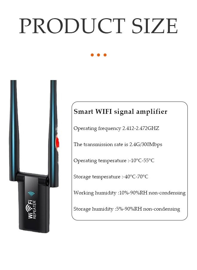 DUNISO USB WiFi Adapter，Ethernet adapter, portable wireless encryption dongle, high gain dual antenna, suitable for PC desktop laptops, suitable for offices and homes (black)  - Image 2