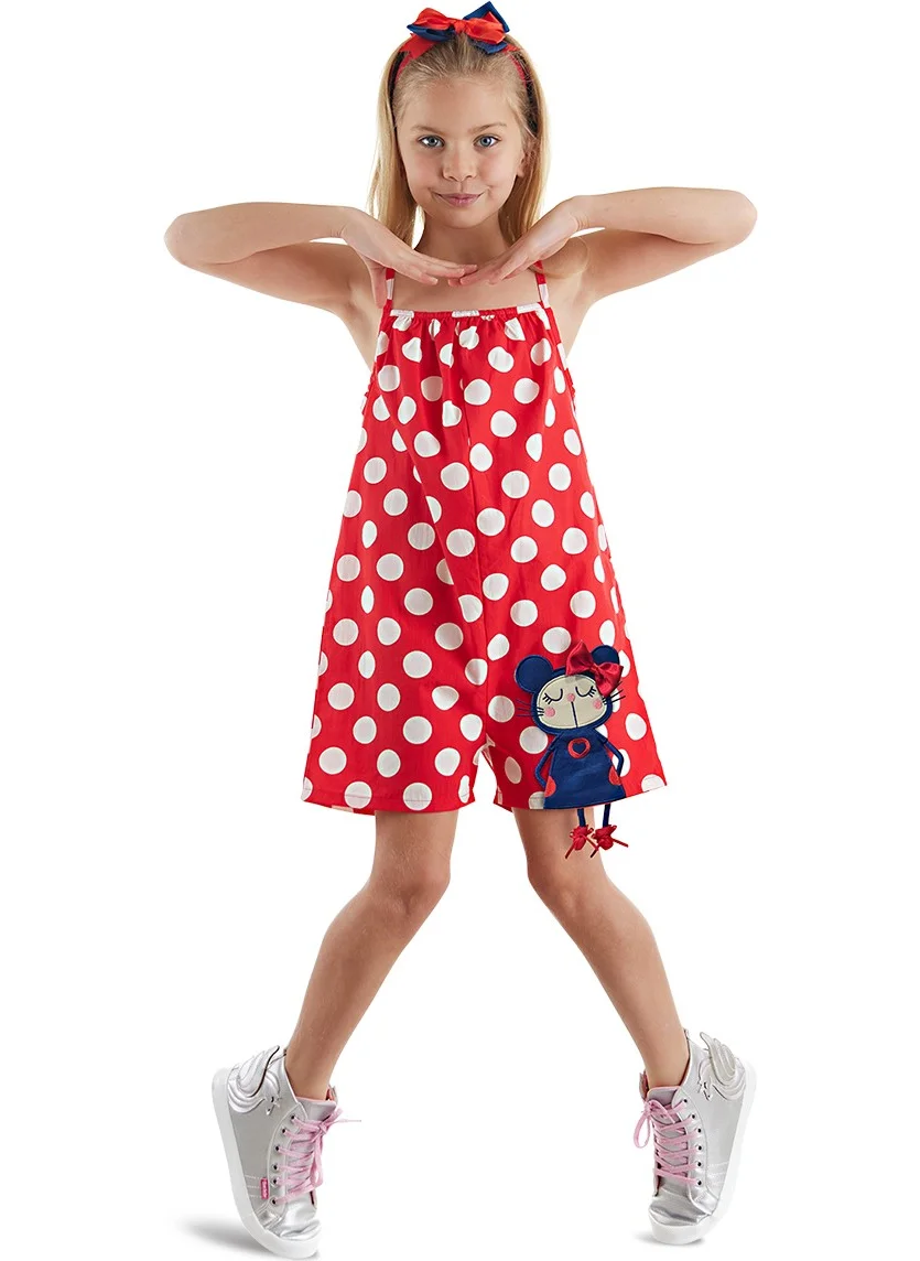 دينوكيدس Red Polka Dot Girl's Woven Overalls