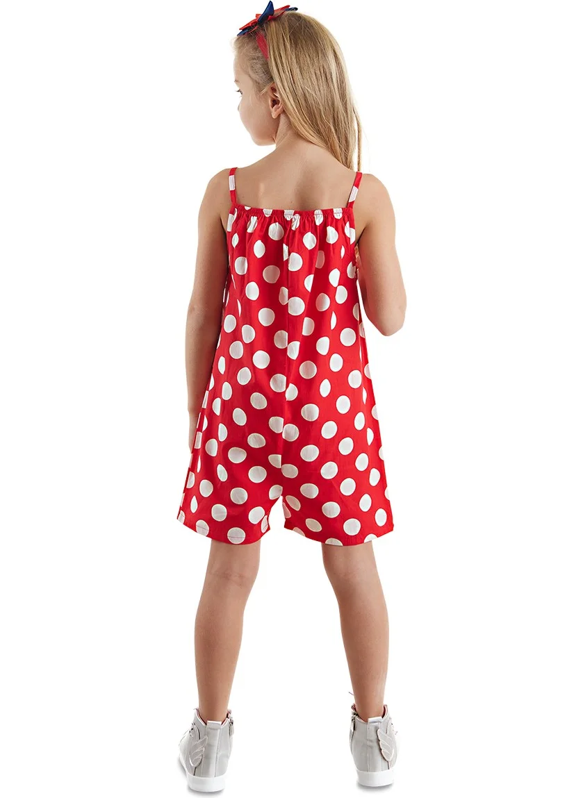 دينوكيدس Red Polka Dot Girl's Woven Overalls