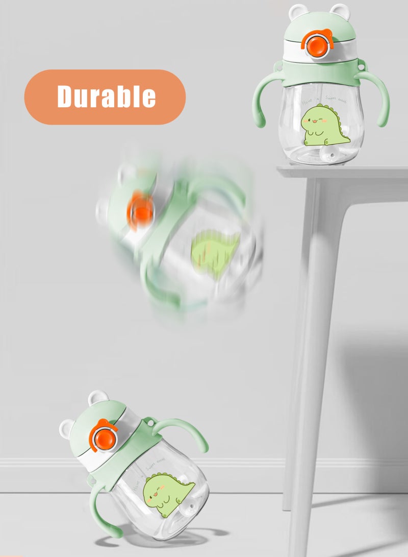 URbazaar 2-Pcs Baby Sippy Cups For 6 Months +, 410ml Baby Cup with Weighted Straw and Easy Grip Handles, Kids Water Bottle with Simple Flip Lid, 360 Degree Spill Proof Toddler Cup - Image 2