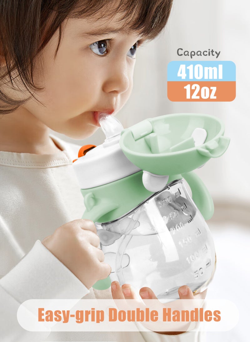 URbazaar 2-Pcs Baby Sippy Cups For 6 Months +, 410ml Baby Cup with Weighted Straw and Easy Grip Handles, Kids Water Bottle with Simple Flip Lid, 360 Degree Spill Proof Toddler Cup - Image 4