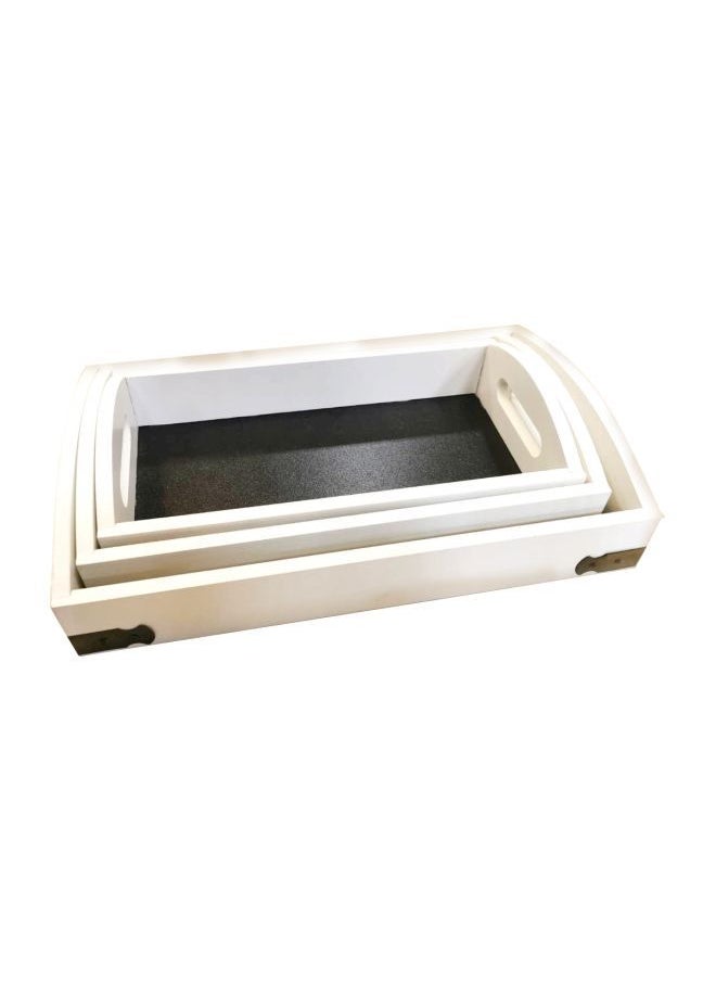 Generic - 3-Piece Storage Tray White/Black 31x20x6.5cm - Image 1