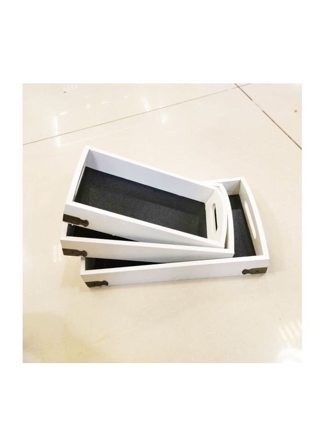 Generic - 3-Piece Storage Tray White/Black 31x20x6.5cm - Image 1