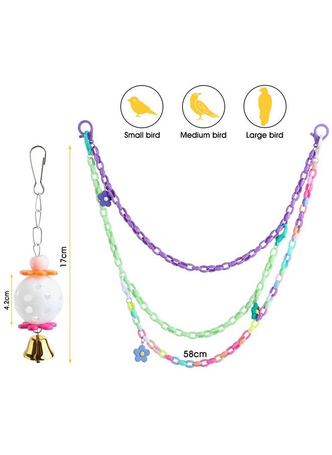 FiveBull - Parakeet Toys, Love Birds Toys, Bird Plastic Ball Toys Cockatiel, Budgerigar Hanging Swing for Climb Bird Cage Colorful Toys - Image 1
