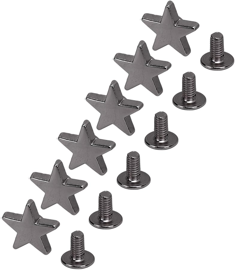 Black Leather Rivets Screws Pentagram Studs For DIY Clothing Leathercrafts 50 Sets - Image 2