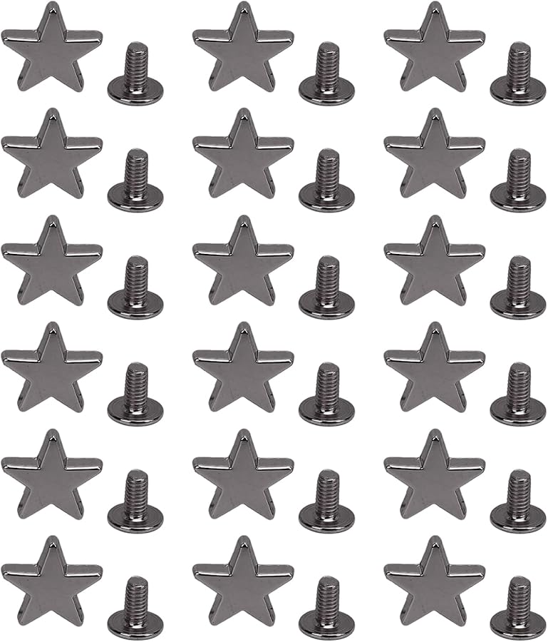 Black Leather Rivets Screws Pentagram Studs For DIY Clothing Leathercrafts 50 Sets - Image 3