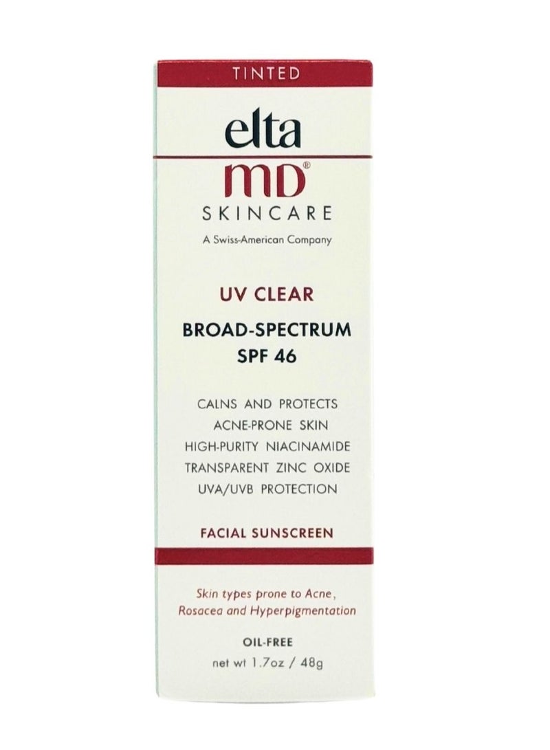 EltaMD UV Clear Broad Spectrum SPF 46 Tinted Facial Sunscreen, Oil Free, 1.7oz / 48g - Image 1