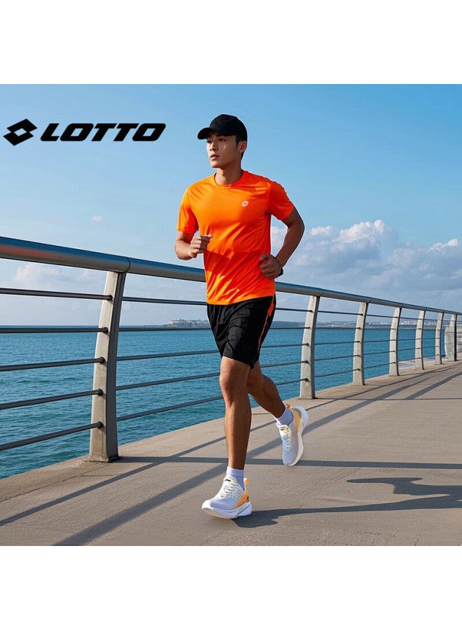 Lotto Men's Running Shoes Breathable Sports Shoes Lightweight Thick-soled Shock-absorbing Running Shoes 1171 White/tropical Orange Size 43 - Image 3