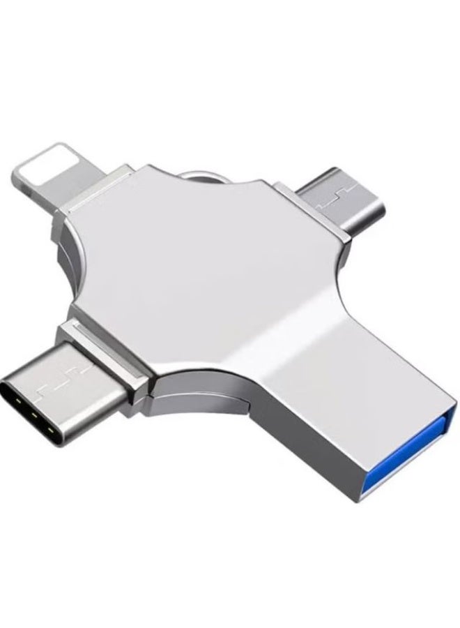 RYN 64GB 4-in-1 USB 3.0 Flash Drive with USB A, USB C, Micro USB & Lightning Connectors - Image 1