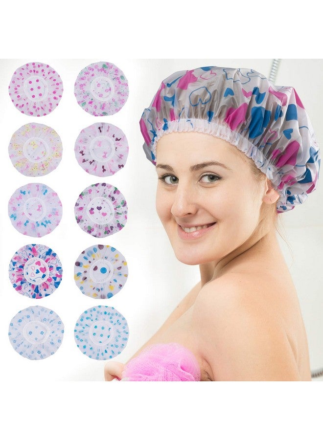 إيوني قبعات الاستحمام القابلة لإعادة الاستخدام من EAONE للنساء، 10 قطع، قبعات استحمام بلاستيكية مقاومة للماء، قبعات استحمام للسبا والاستخدام المنزلي والسفر وصالونات التجميل - Image 1