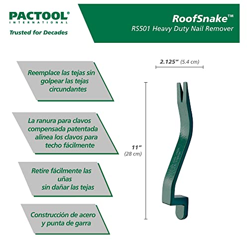 PacTool RS501 Roof Snake Tool - Shingle Pry Bar - Heavy Duty Nail Remover Tool - Roof Shingle Remover - Professional Roofing Tools - Image 3