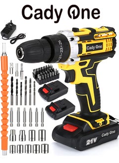 21V Cordless Drill, 2 Lithium-Ion Batteries and Rapid Charger, 21V Cordless Electric Drill with Heavy-Duty Lithium Batteries, Screwdriver for Home and Outdoor Use with Bag, Variable Speed ​​Drill with LED Work Light