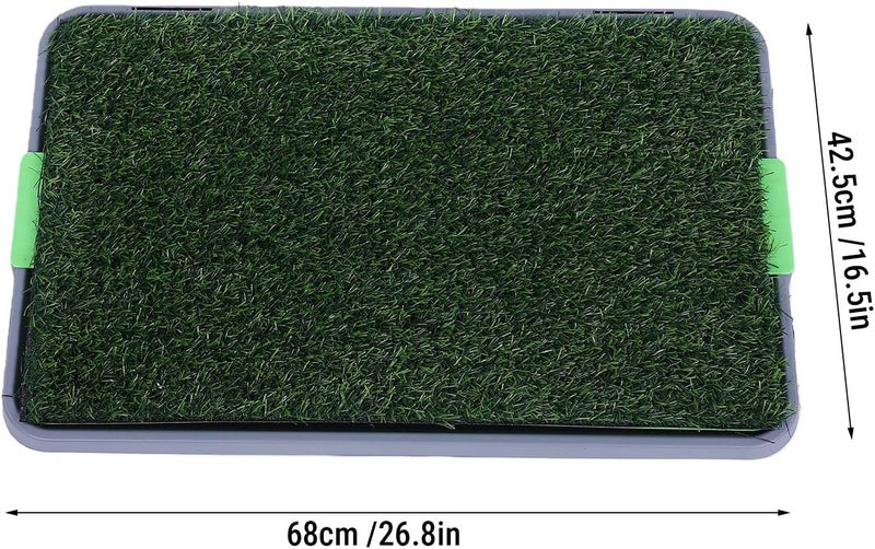 TOPINCN Artificial Grass Puppy Pee Pad, Washable Reusable Dog Potty Training Pad Pet Grass Pee Pads with Plastic Drainage Tray for Indoor Balcony Patio (68x42.5cm/26.8x16.5in 1PCS) - Image 2