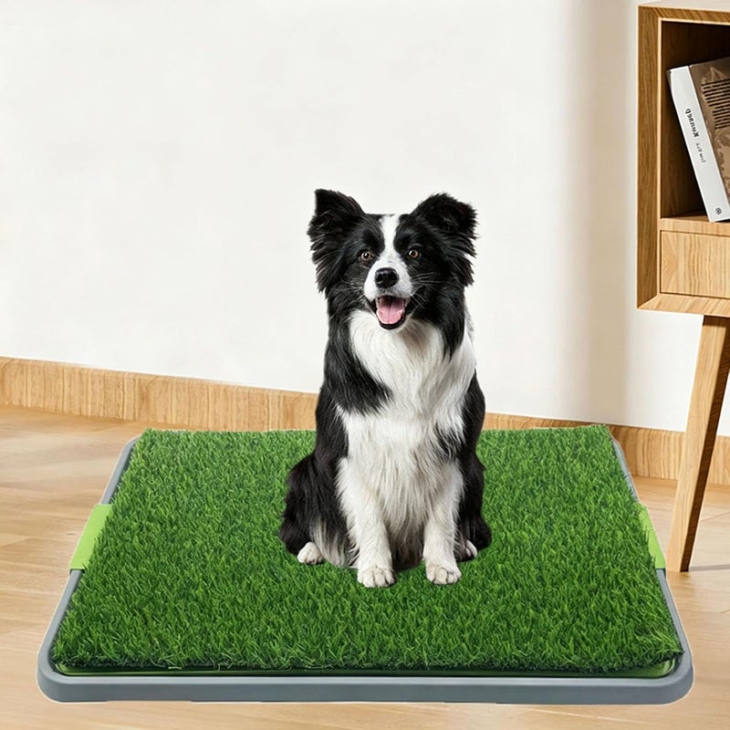 TOPINCN Artificial Grass Puppy Pee Pad, Washable Reusable Dog Potty Training Pad Pet Grass Pee Pads with Plastic Drainage Tray for Indoor Balcony Patio (68x42.5cm/26.8x16.5in 1PCS) - Image 3