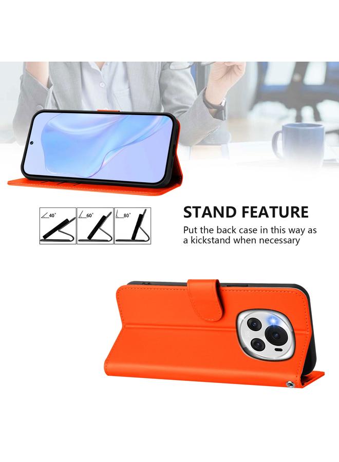 اس-توب جراب هاتف Honor Magic6 مصنوع من الجلد بلون سادة مع حبل تعليق - Image 3