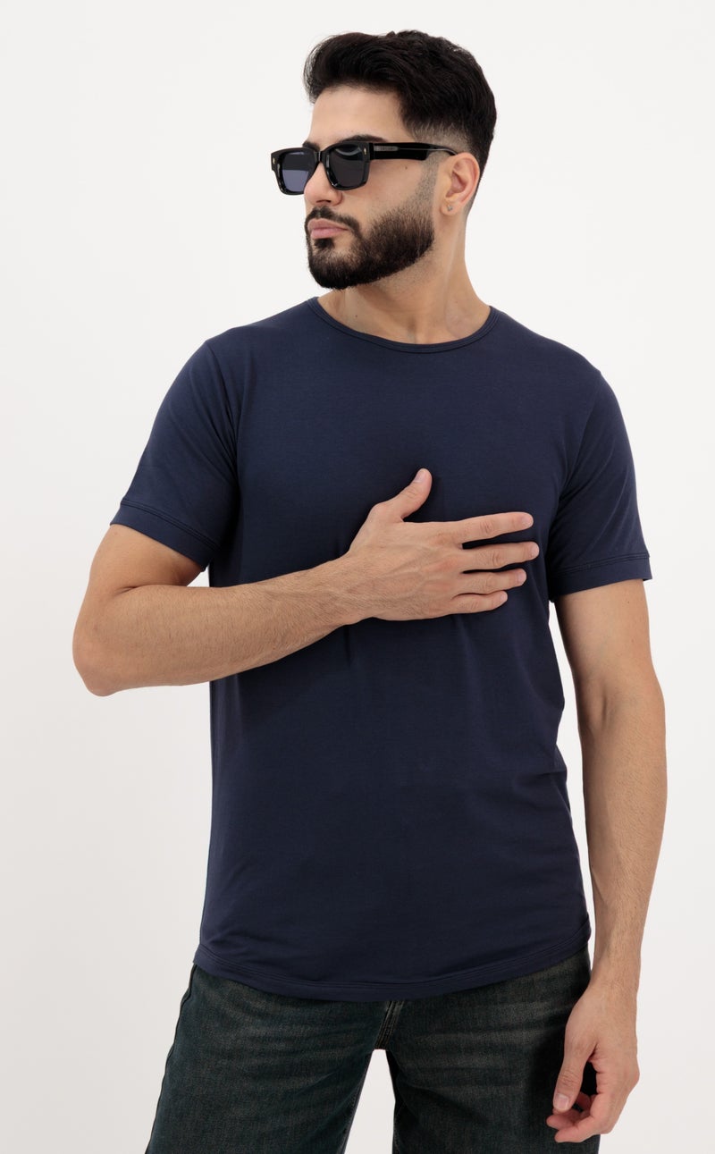 Vasl Hub VaslHub Cotton Plain T-Shirts for Men – Crew Neck Regular Fit 2-Pack (Sandstone & Navy) - Image 4