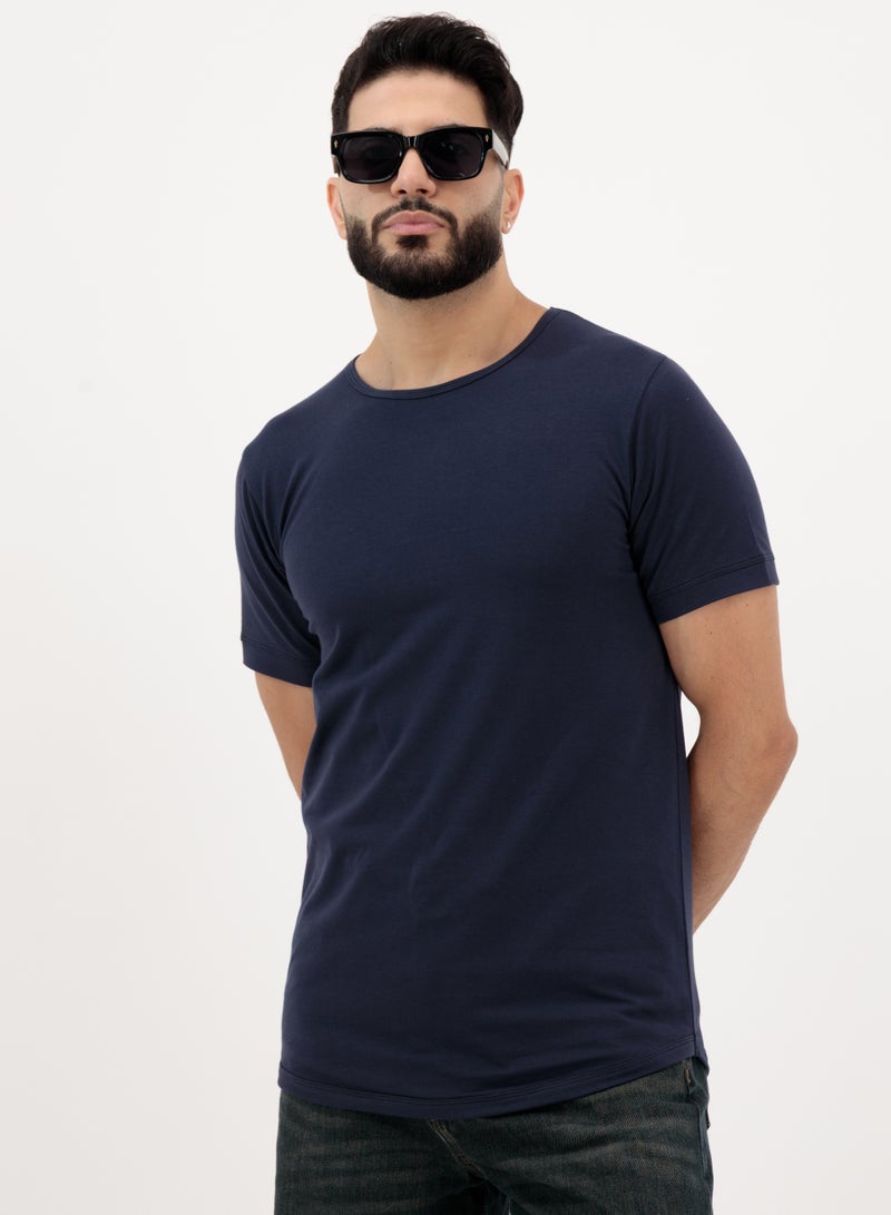 Vasl Hub VaslHub Cotton Plain T-Shirts for Men – Crew Neck Regular Fit 2-Pack (Sandstone & Navy) - Image 5