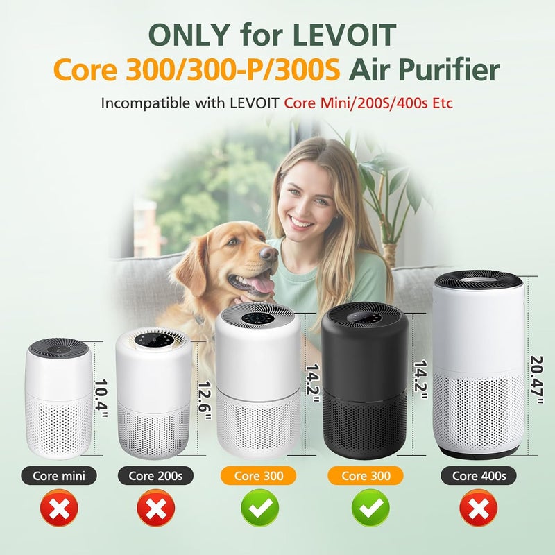 isinlive Core 300 Replacement Filter for LEVOIT Core 300 Core300-P Core 300S Core 300-P VortexAir Air Purifier, Core 300-RF, 3-in-1 HEPA Activated Carbon, 2 Pack, White, Core 300-P - Image 2