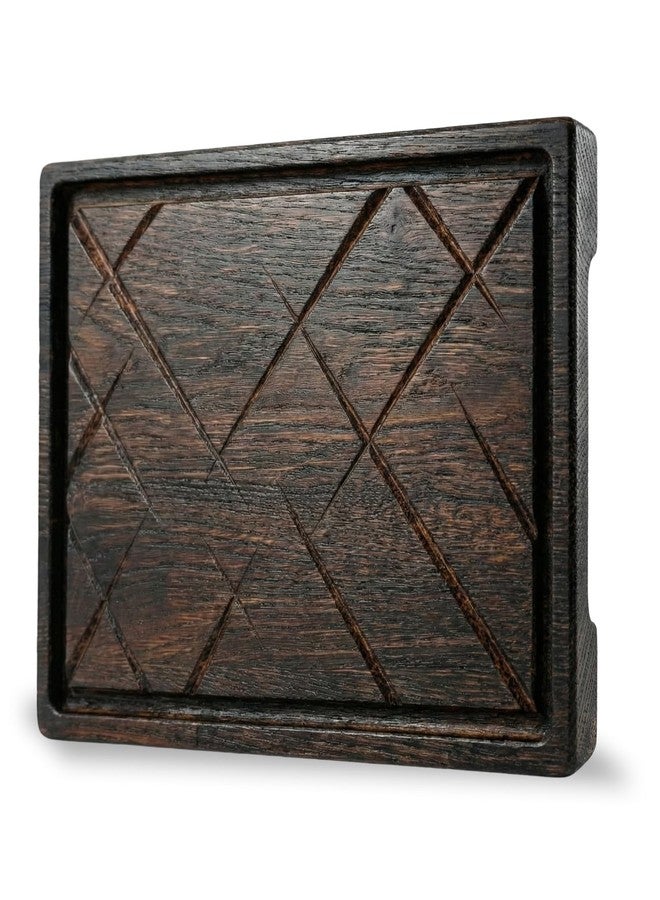 TESLYAR Wooden Steak Board – Steak Cutting Board & BBQ Serving Platter – Solid Wood Charcuterie Board & Meat Serving Plate (Medium) - Image 1