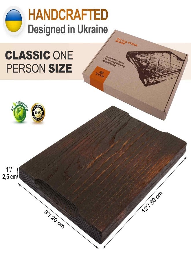 TESLYAR Wooden Steak Board – Steak Cutting Board & BBQ Serving Platter – Solid Wood Charcuterie Board & Meat Serving Plate (Medium) - Image 2
