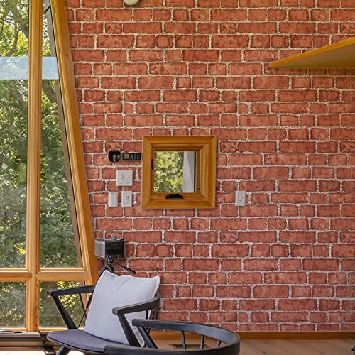 Naphite Red Brick Peel and Stick Wallpaper 3D Faux Brick Contact Paper for Cabinets/Drawers Self Adhesive Removable Wallpaper Wrapping Paper Backsplash Fireplace Kitchen Waterproof 17.7inW 393inL - Image 5