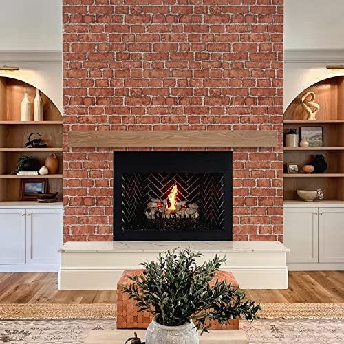 Naphite Red Brick Peel and Stick Wallpaper 3D Faux Brick Contact Paper for Cabinets/Drawers Self Adhesive Removable Wallpaper Wrapping Paper Backsplash Fireplace Kitchen Waterproof 17.7inW 393inL - Image 4