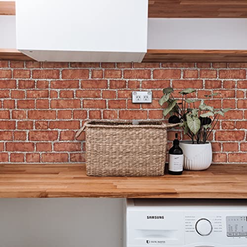 Naphite Red Brick Peel and Stick Wallpaper 3D Faux Brick Contact Paper for Cabinets/Drawers Self Adhesive Removable Wallpaper Wrapping Paper Backsplash Fireplace Kitchen Waterproof 17.7inW 393inL - Image 3
