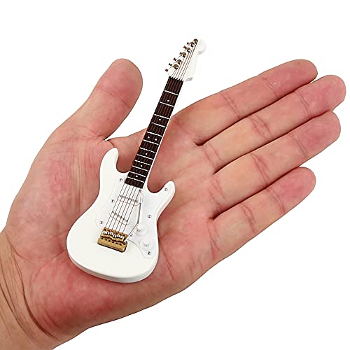 Dselvgvu Wooden Miniature Electric Guitar with Stand and Case Mini Musical Instrument Electric Guitar Replica Collectible Figurines Model Home Decoration Display Ornament White 549x176x048 - Image 5