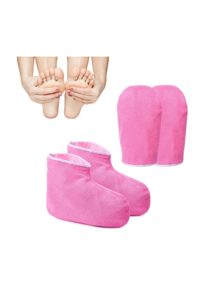 Generic Paraffin Wax Bath Gloves & Booties, Reusable SPA Heat Therapy Insulated Mitts and Booties Hand Treatment Kit for Pedicure Hot Spa Wax Treatment  - Image 1