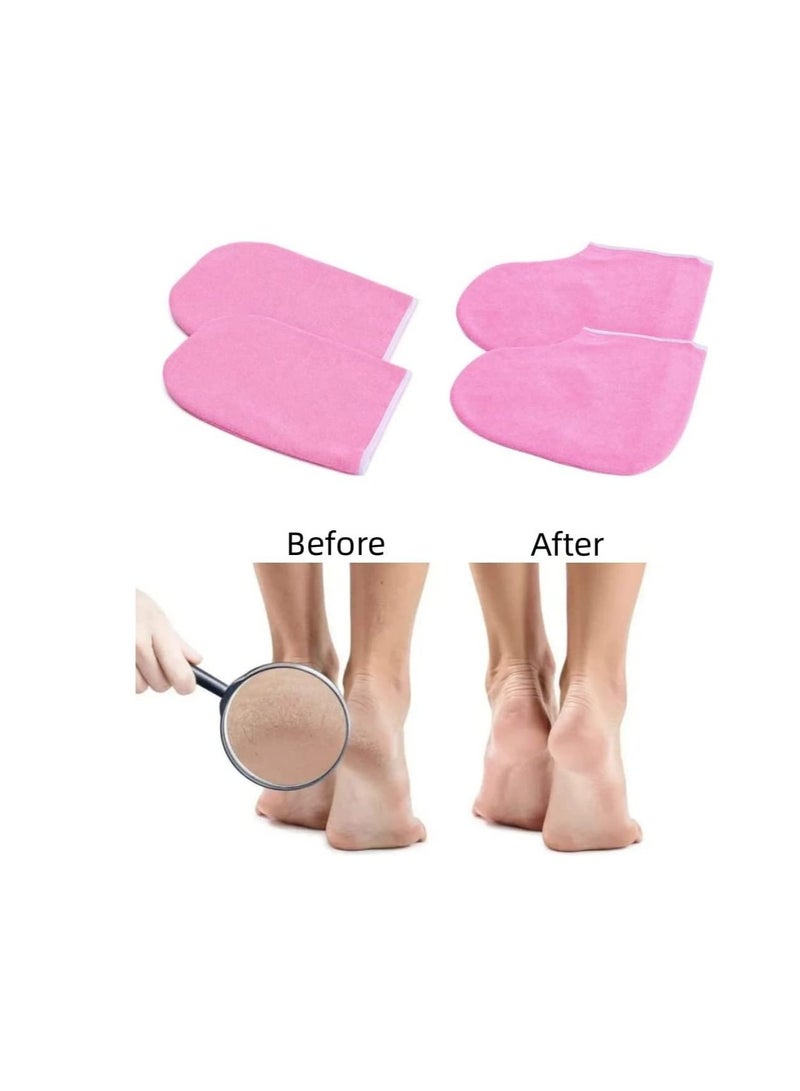 Generic Paraffin Wax Bath Gloves & Booties, Reusable SPA Heat Therapy Insulated Mitts and Booties Hand Treatment Kit for Pedicure Hot Spa Wax Treatment  - Image 4