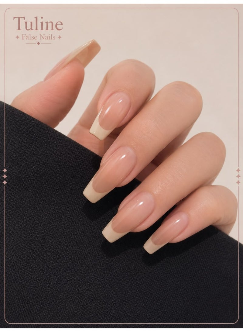 Tuline French beige artificial nails, 24 pieces - Image 1