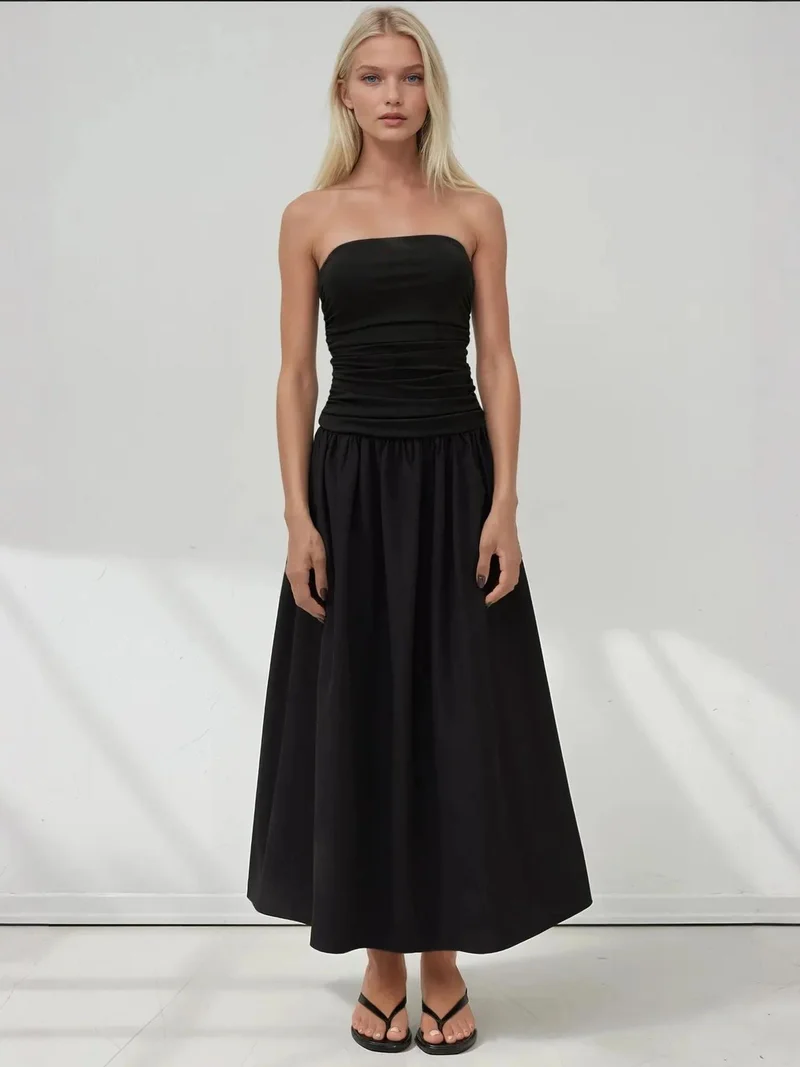 زوبعة فستان ماكسي بدون حمالات