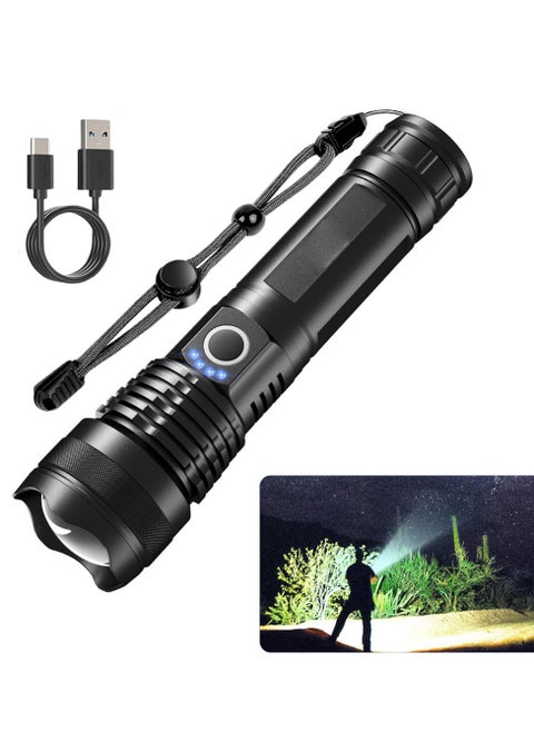 Rechargeable Flashlight High Lumens, Super Bright 100,000 Lumens High Power Flash Light, Handheld Flashlight, Type C Charging Port, Waterproof, Power Display, Long Lasting, Tactical Light for Hiking