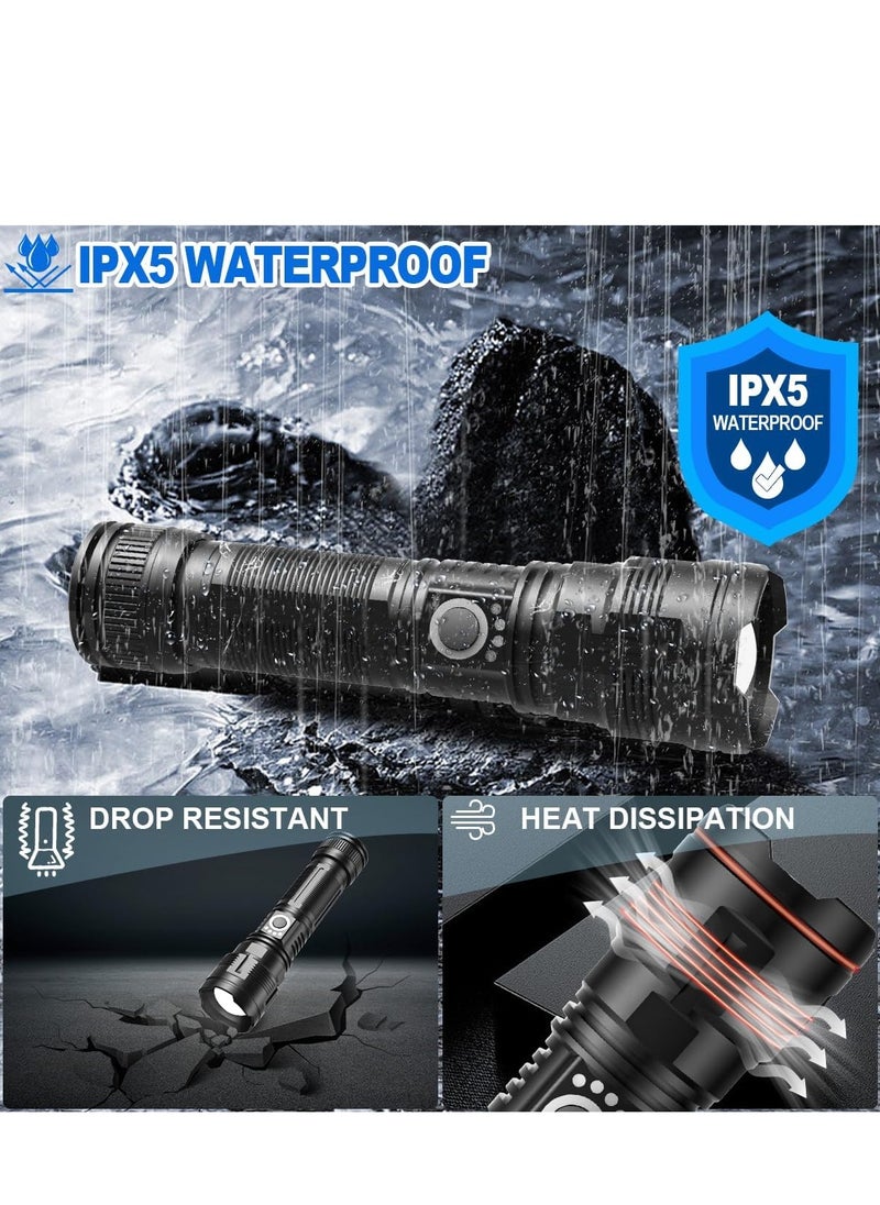 Rechargeable Flashlight High Lumens, Super Bright 100,000 Lumens High Power Flash Light, Handheld Flashlight, Type C Charging Port, Waterproof, Power Display, Long Lasting, Tactical Light for Hiking