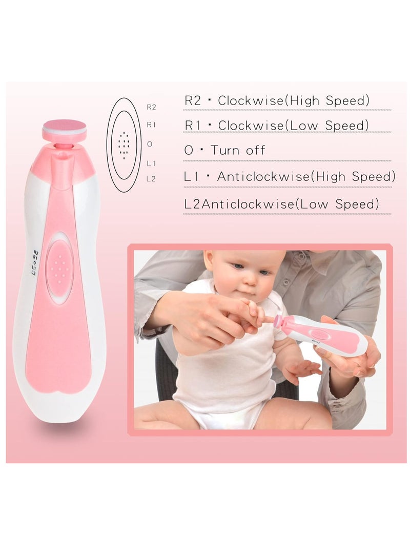 ELTRAZONE Baby Nail Trimmer Electric, Safe Baby Nail File with Light and 6 Grinding Pads for Newborn Toddler Toes and Fingernails,Baby Nail Trimmer Infant Nail File Electric (Pink) - Image 2