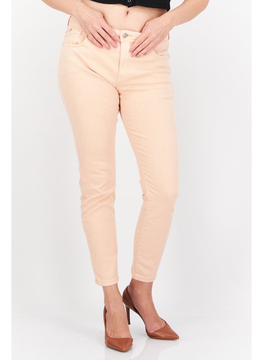 EDC Women Skinny Fit Washed Stretchable Jeans, Pink  - Image 1
