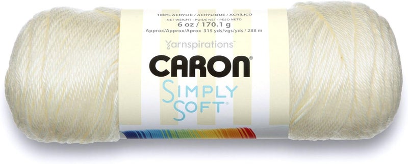 Caron Simply Soft Yarn - 170g Off White - 100% Acrylic for Knitting and Crocheting - Image 1