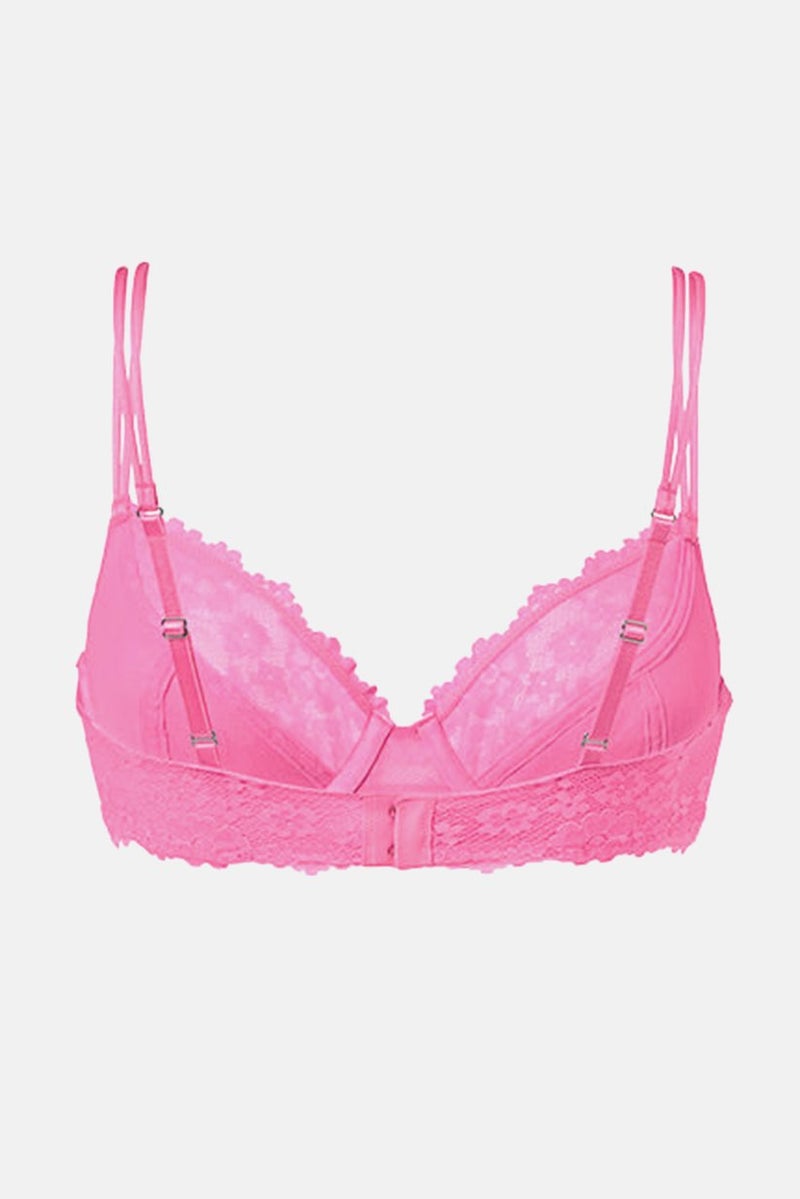 Tchibo Women Underwired Non Padded Lace Bra, Pink - Image 2