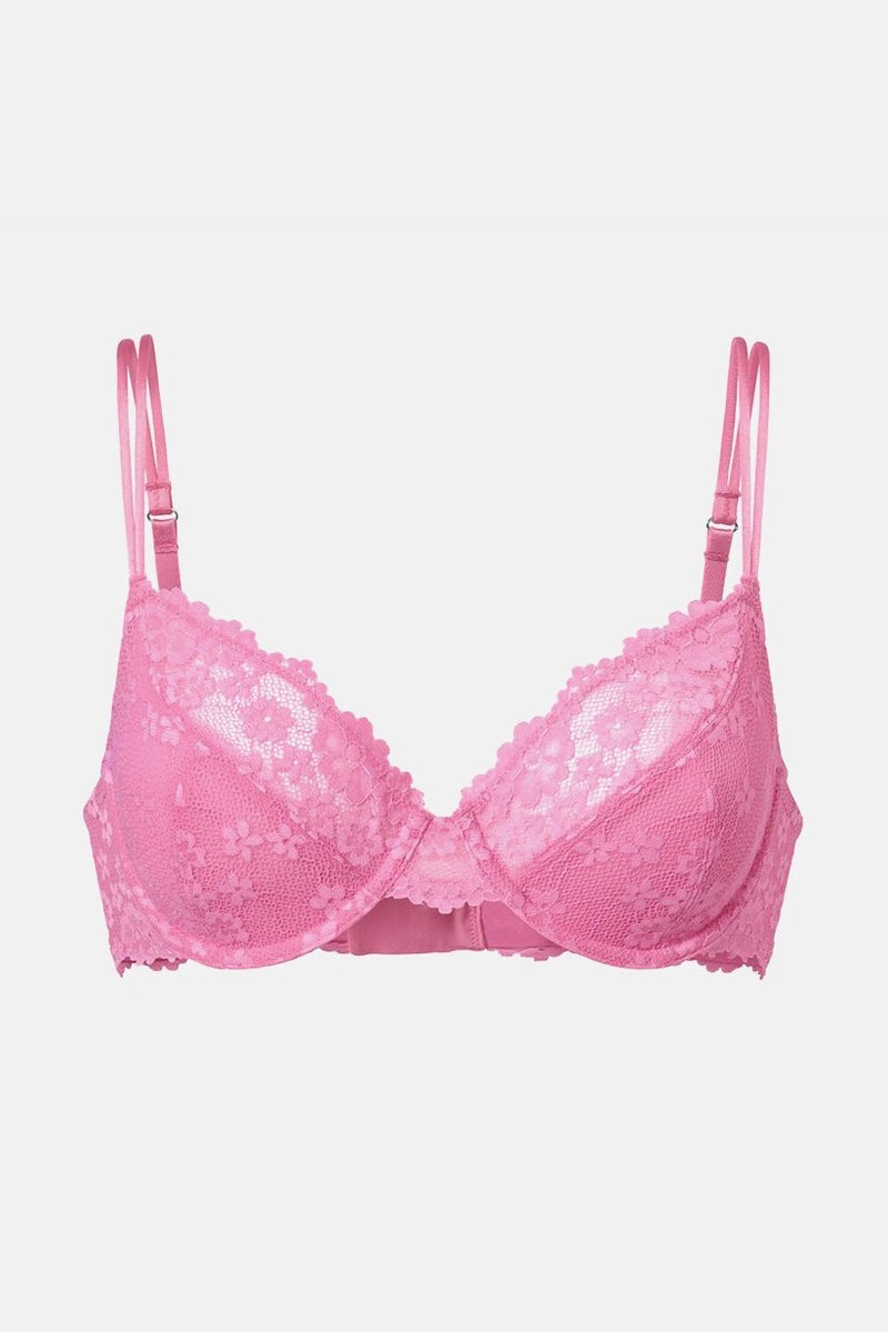Tchibo Women Underwired Non Padded Lace Bra, Pink - Image 3