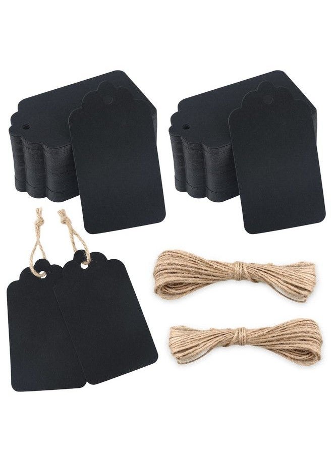 jijAcraft 100Pcs Paper Tags Gift Tags With String Blank Gift Bags Tags Black Tags For Price Gift Wrapping Wedding Holiday Party Favor Tags (Water Ripple 2.75"X1.57")  - Image 2