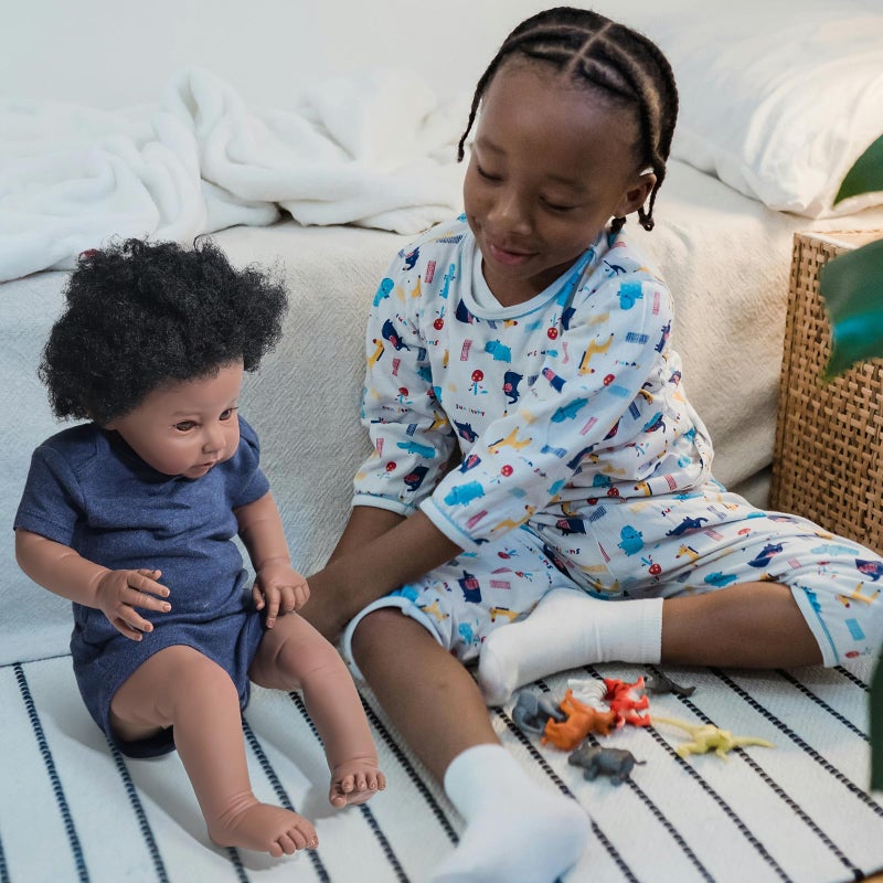 GYCV Lifelike Black Reborn Baby Dolls Boy 20 Inch Realistic Newborn Doll Brown Skin African American Baby Doll Curly Hair Toddler Baby Dolls that Look Real Reborn Babies Toys Gift for Kids - Image 4
