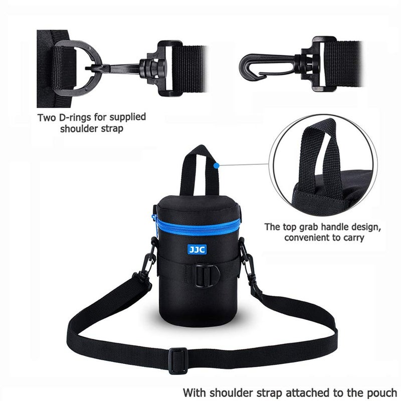 JJC Camera Lens Pouch Case for Canon EF 35mm Nikon Nikkor AF-S 55-200mm 18-300mm Tamron AF 18-200mm Fujifilm XF 56mm & More, Zipper Polyester Lens Protective Bag Interior Size 3.1x5.3â€ - Image 2