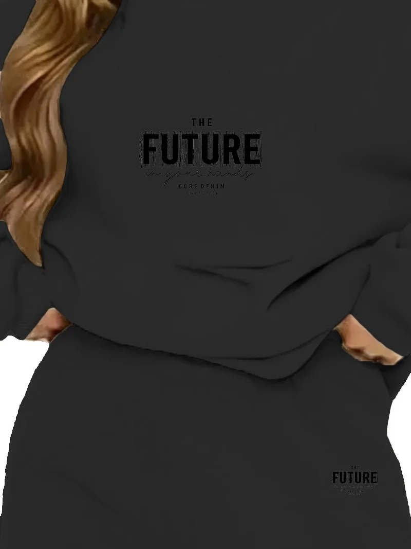 DogFish Tracksuit Set Future Printed Plus Size Bottom Top Set