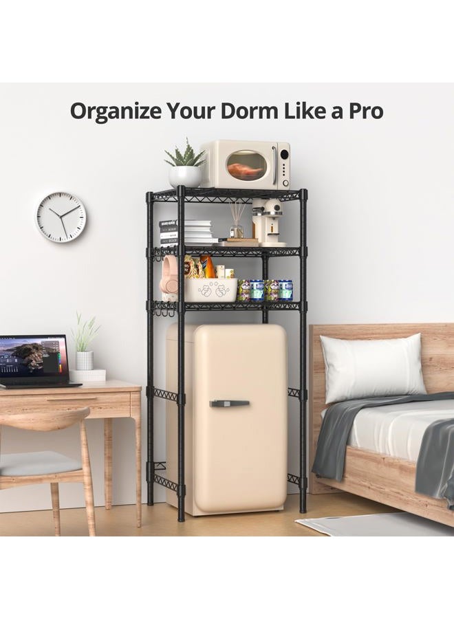 Hodonas 3-Tier Mini Fridge Stand, Adjustable Heavy Duty Storage Shelves, Maximizes Vertical Space for Dorm, Apartment, Kitchen and Office, Organizer Rack for Microwave, Snacks and Appliances, Black - Image 5