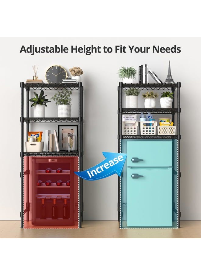 Hodonas 3-Tier Mini Fridge Stand, Adjustable Heavy Duty Storage Shelves, Maximizes Vertical Space for Dorm, Apartment, Kitchen and Office, Organizer Rack for Microwave, Snacks and Appliances, Black - Image 2