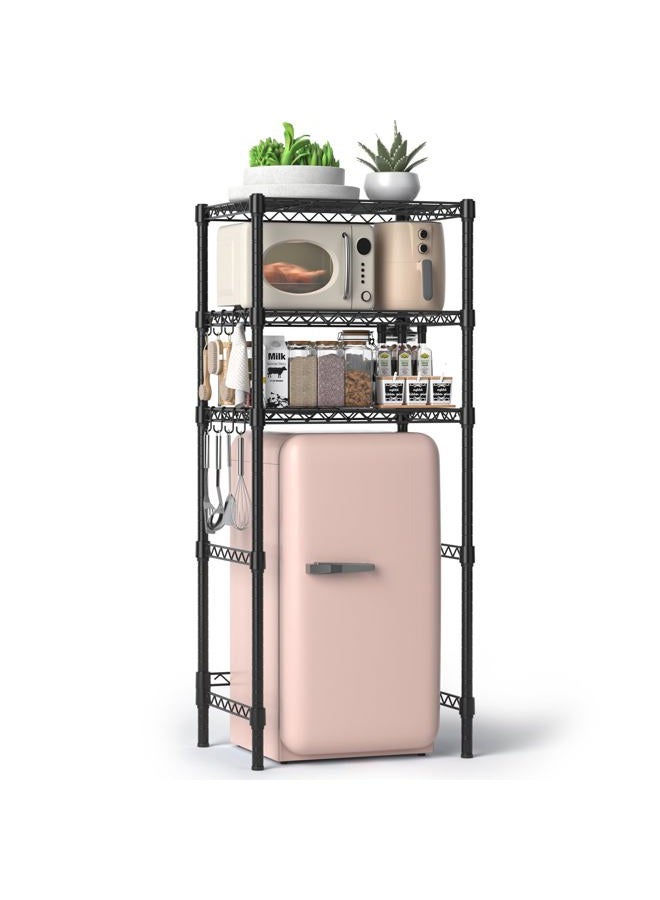 Hodonas 3-Tier Mini Fridge Stand, Adjustable Heavy Duty Storage Shelves, Maximizes Vertical Space for Dorm, Apartment, Kitchen and Office, Organizer Rack for Microwave, Snacks and Appliances, Black - Image 1